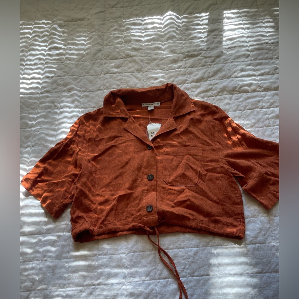 AND NOW THIS Crop Orange Blouse
